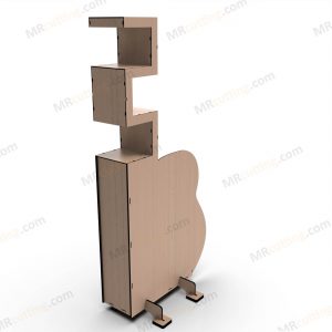 Laser cut design of guitar holder from the back view