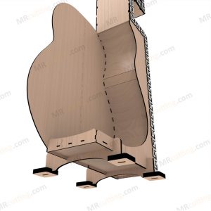 Laser cut design of guitar holder from the bottom view