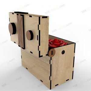 Laser cutting design of the camera flower box from the back view